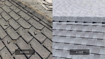 Before And After of a roof replacement project
